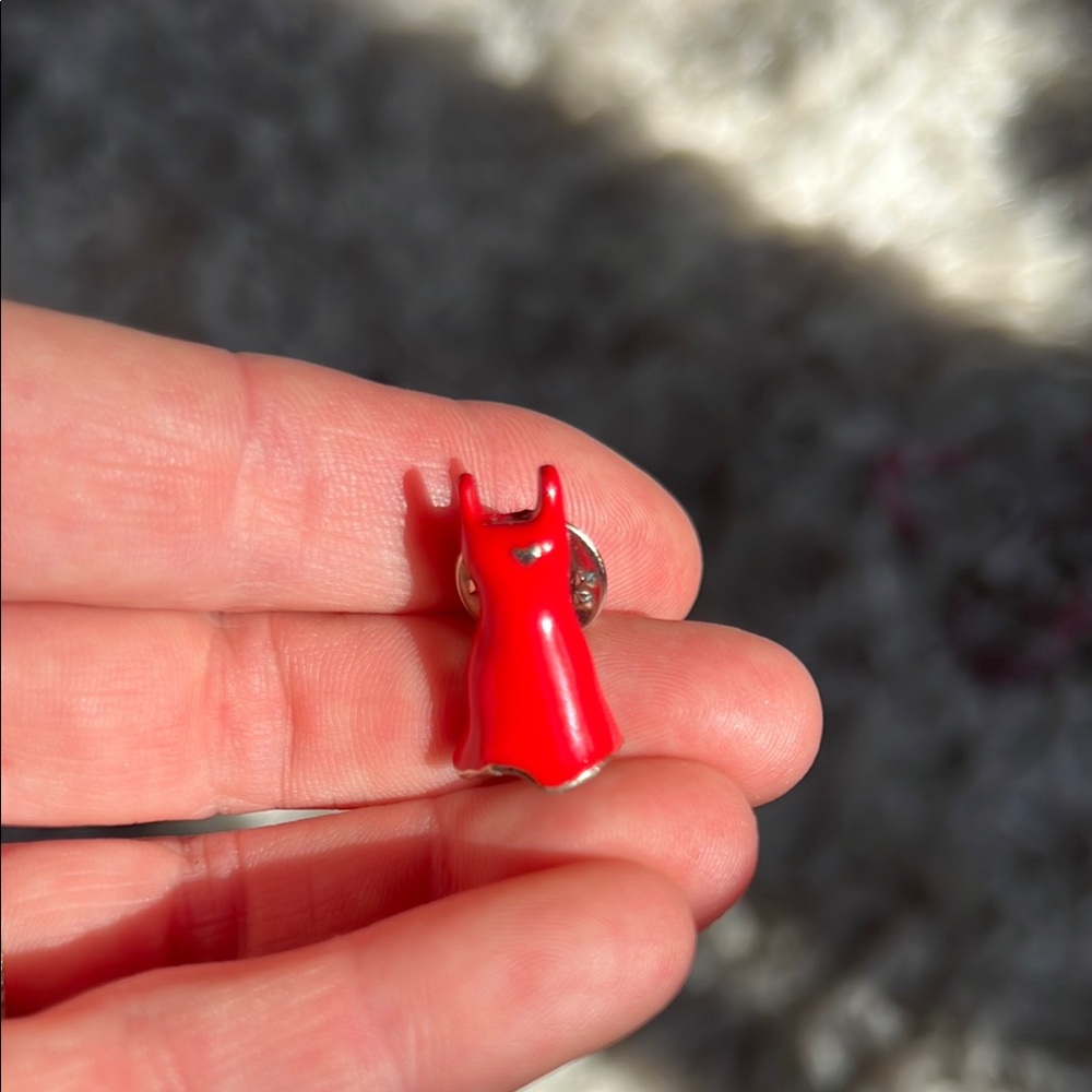 Vintage American Heart Association Red Dress Heart Silver Tone Lapel Pin Pinback